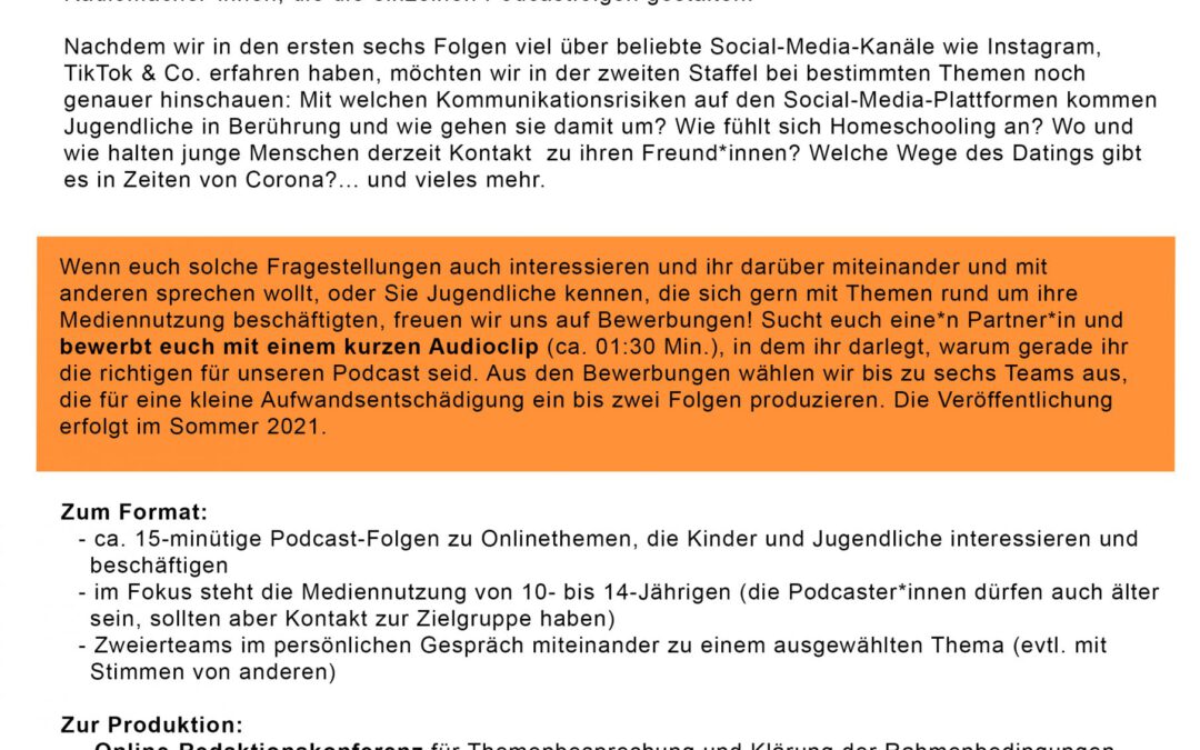 Junge Podcaster*innen gesucht